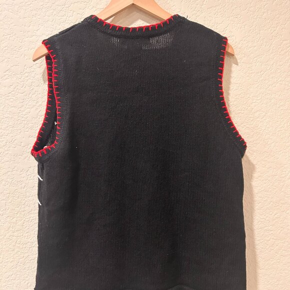 Christmas Knit Sweater Vest Embroidered Snowmen Victoria Jones Size L Vintage - Picture 3 of 7